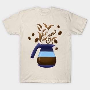 Floral coffee art with plants and leaves T-Shirt